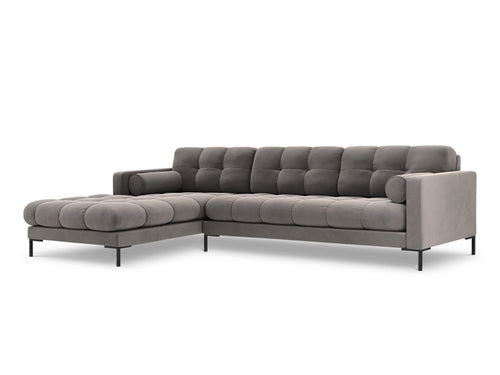 Cosmopolitan Design linker hoekbank Bali 5-zits, flueel, lichtgrijs - 185x293x75cm