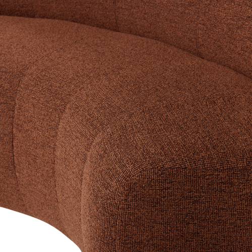 WOOOD eetbank halfronde hoek rug Mojo Base - Bouclé - Roestbruin - 83x152x76