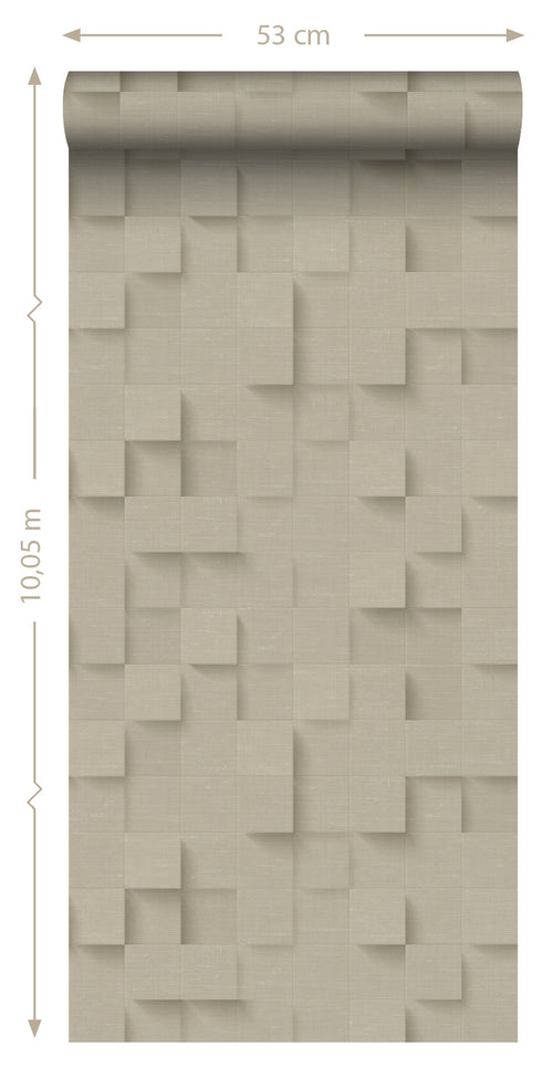 Origin Wallcoverings behang 3D kubussen beige - 50 x 900 cm - 347897 - vtwonen shop