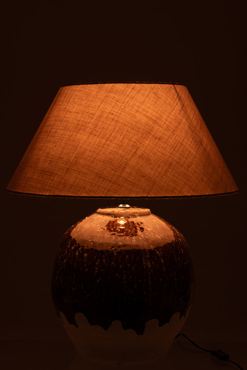 J-Line lamp 2 Rond - keramiek - wit/bruin