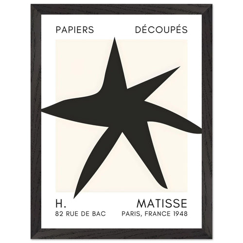 Artfulprints Poster met Lijst Matisse – Star of the sea black   - 30x40 cm - Zwart
