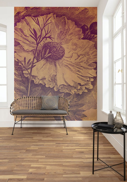 Sanders & Sanders fotobehang bloemen warm oranje - 200 x 280 cm - 611978 - vtwonen shop