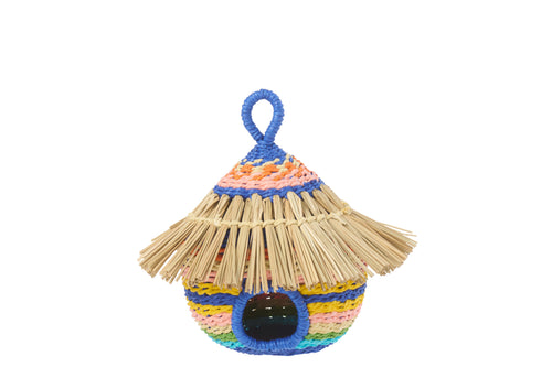 J-Line vogelhuisje Gestreept - polyresin - papier - mix - small