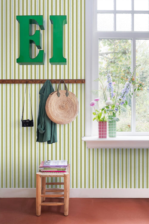 ESTAhome behang strepen groen en blauw - 50 x 900 cm - 131955