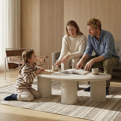 Furnhouse salontafel Wave - Crème wit - Ø 130 cm