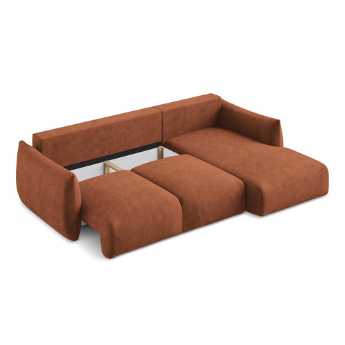 LaMiaSofa hoekbank rechts Savona - chenille stof - terracotta - 242x162x90