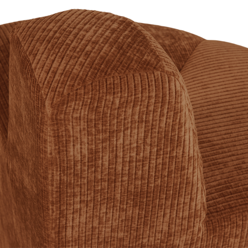 WOOOD eetbank hoek rond rugleuning Mojo - Ribstof - Roestbruin - 83x100x74