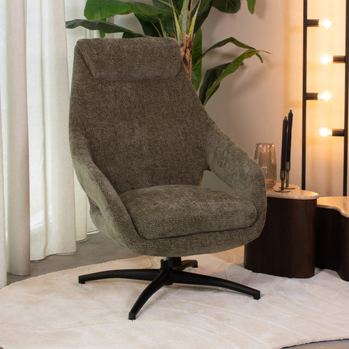 LABEL51 Draaifauteuil Maxwell - Groen/Zwart - 75x84x108cm