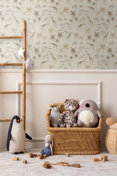 Borastapeter behang jungle dieren beige - 53 cm x 10.05 m - 660622 - vtwonen shop