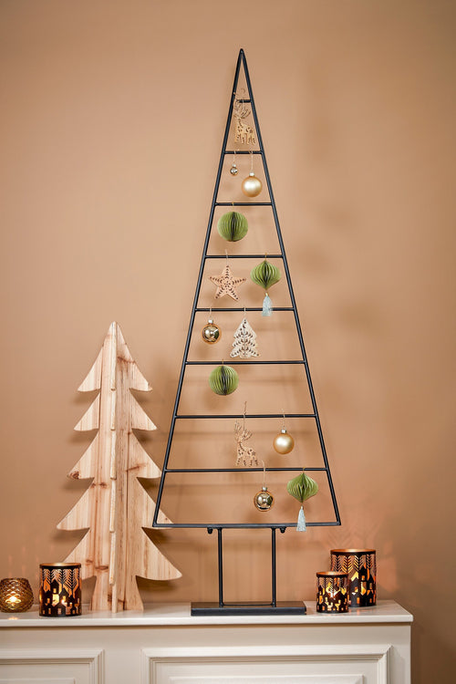 Mica Decorations Decoratie Kerstboom - L50 x B15 x H152 cm - Metaal - Zwart