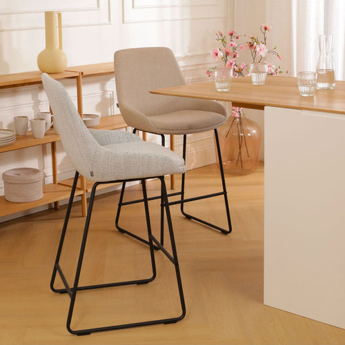 Nolon Nino-Isa Barkruk Beige Gemêleerd - Stof - Zwart Onderstel - 75 cm - vtwonen shop