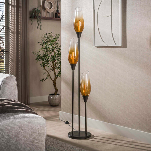 Giga Living Vloerlamp Cocoon - Bruin Glas - 170cm