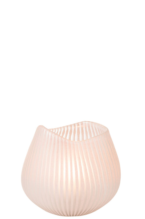 J-Line vaas Streep - glas - lichtroze - small -  Ø 22 cm