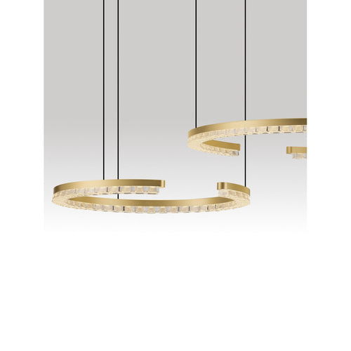 Nova Luce GREAMY Geïntegreerde LED-pendellamp, goudkleurig, Triac dimbaar, 49W, 3668lm, 3000K