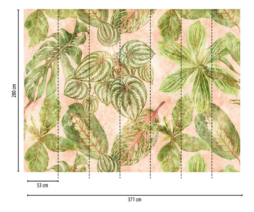 One Wall one Role fotobehang jungle-motief groen en roze - 371 x 280 cm - AS-382421 - vtwonen shop