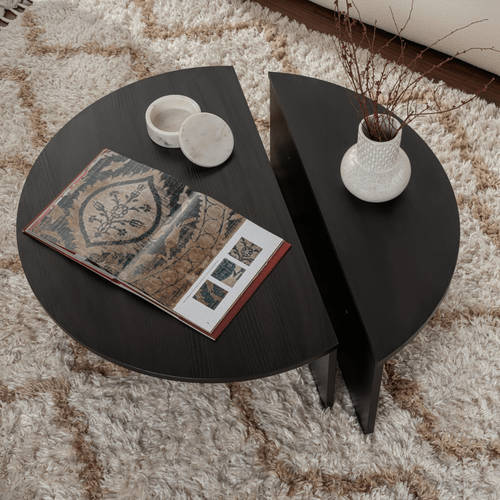 Calicosy - ORION Set van 2 salontafels - Licht hout - 90x90x35 cm