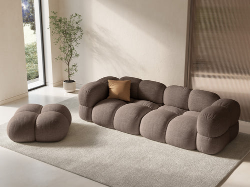 Cosmopolitan Design Poef Loretto structurele stof cappuccino - 90x90x40cm