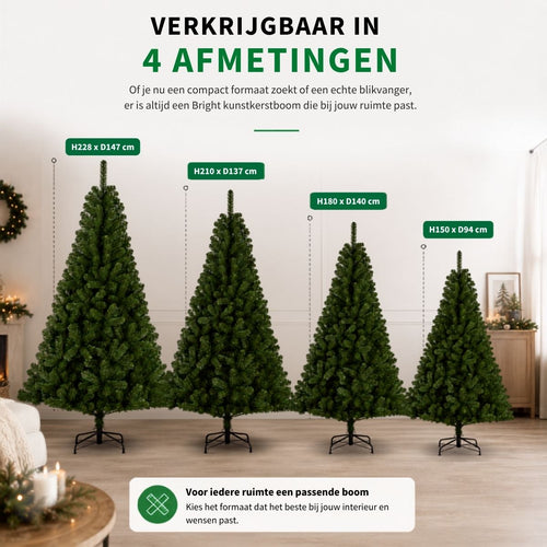 Black Box Trees Bright Kunstkerstboom H150 x Ø94 cm - Kerstboom Kunstkerstboom 339 Tips - Kunstboom met Standaard - Groen