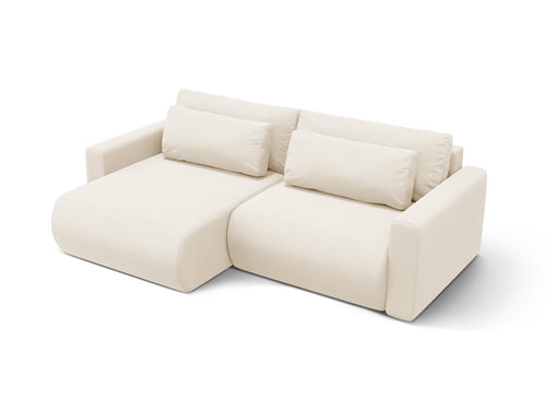 Cosmopolitan Design Omkeerbare converteerbare hoekbank met opbergdoos Belfast 3-zits, flueel ivoor - 149x240x84cm