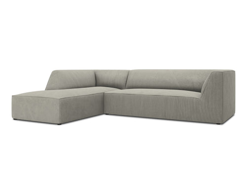 Micadoni linker hoekbank Ruby 4-zits, ribfluwelen, lichtgrijs - 180x273x69cm