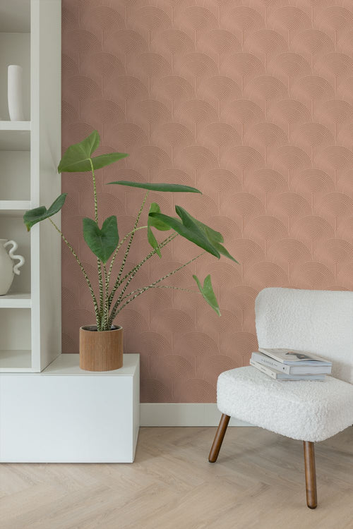ESTAhome behang 3D-motief terracotta roze - 50 x 900 cm - 131104