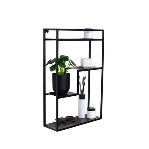 MIKA Wandrek Metaal Zwart – Industrieel Sierrekje 45 x 60 x 13 cm - vtwonen shop