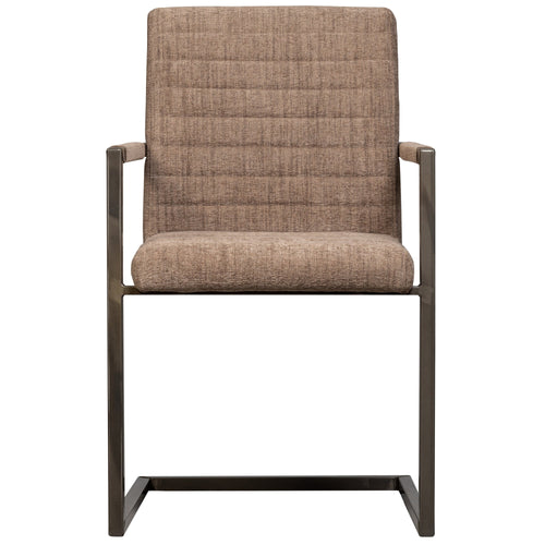 WOOOD eetkamerstoelen Bas - Geweven Stof - Bruin Melange - Set van 6