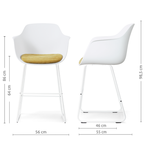 Nolon Nino-Liz barkruk wit met warm oker zitkussen - wit onderstel - 65 cm