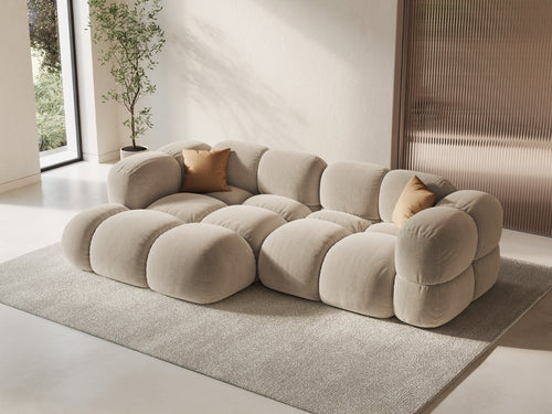 Cosmopolitan Design linker hoekbank Loretto 3-zits, flueel lichtbeige - 147x250x68cm
