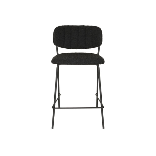 Housecraft Living Jolien Barkruk 65 cm Zwart/Zwart Bouclé - set van 2