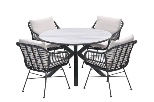 Ronde 4-persoons tuinset - Edison tafel - 4 Margriet stoelen - vtwonen shop