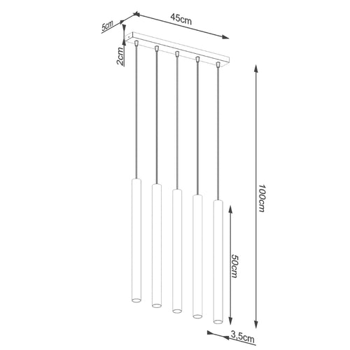Sollux Lighting Hanglamp PASTELO 5L beton - 45x5x110cm