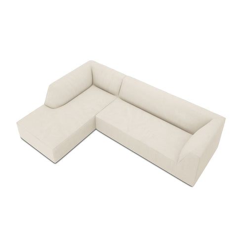 Cosmopolitan Design - Modulaire hoekbank links Siena 4-zits, ribfluwelen lichtbeige - 180x273x69cm