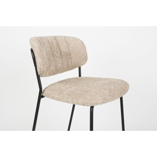 Housecraft Living Jolien Barkruk 65 cm Zwart/Beige Bouclé - set van 2
