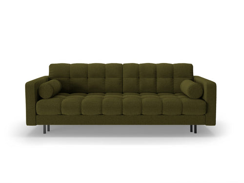 Cosmopolitan Design Slaapbank met opbergdoos Bali 3-zits, boucle donker olijfgroen - 84x222x105cm