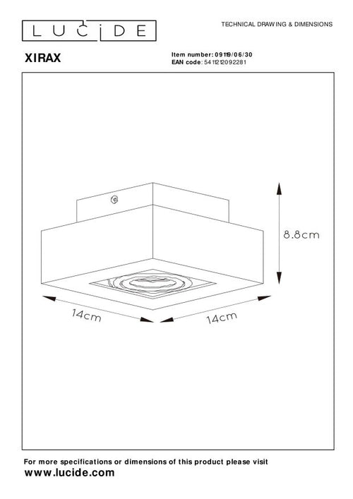 Lucide plafondspot XIRAX - 1xGU10 - Zwart - vtwonen shop