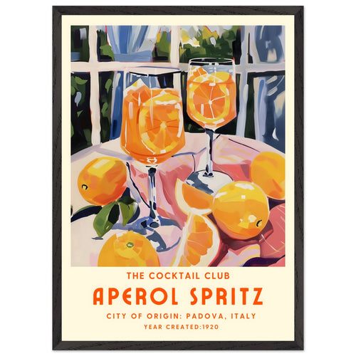 Artfulprints Poster met Lijst Aperol Spritz - The cocktail club II   - 50x70 cm - Oranje