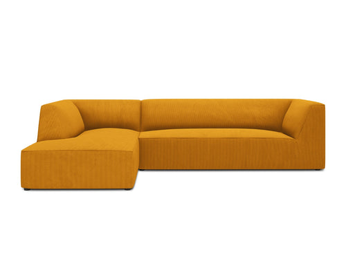 Micadoni linker hoekbank Ruby 4-zits, ribfluwelen, geel - 180x273x69cm