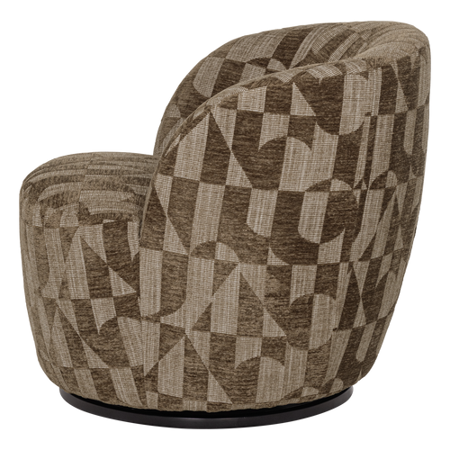 WOOOD draaifauteuil Serra - Grafisch Patroon - Olijfgroen - 68x70x77