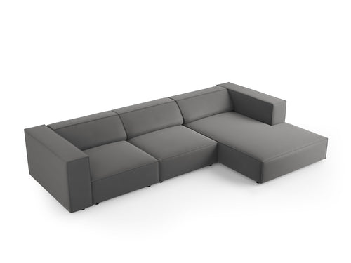 Cosmopolitan Design rechter hoekbank Arendal 4-zits, flueel, cement - 166x284x70cm