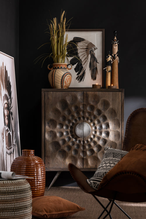 J-Line kussen Stiksel Vierkant - leer - cognac