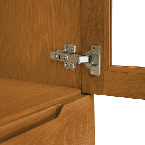 Furnhouse vitrinekast Kerteminde - Natuurlijk eikenhout - MDF, Eikenfineer, Glas - 45x124x146