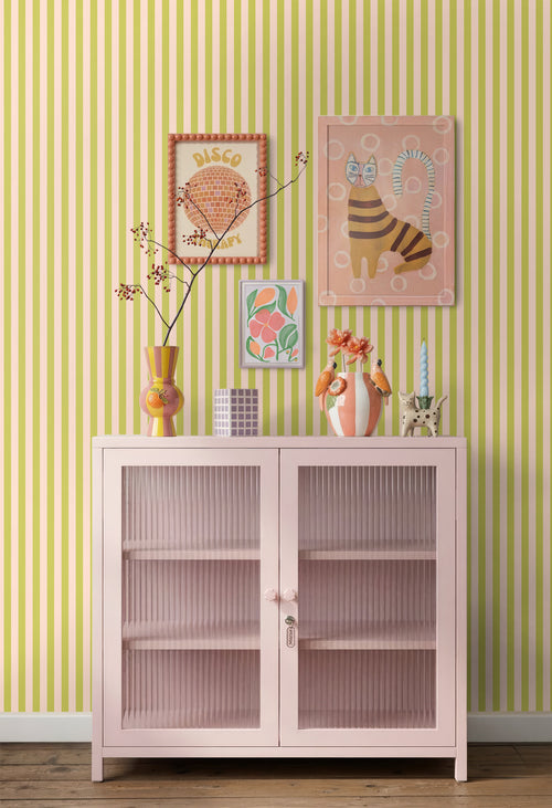 ESTAhome behang strepen geel en groen - 50 x 900 cm - 131569