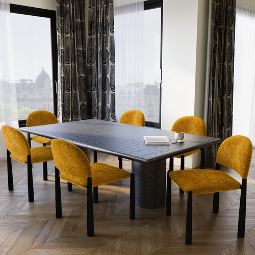 Sia Home - Eetkamerstoel MILO - Fluweel met structuur - Mosterd - 53cm