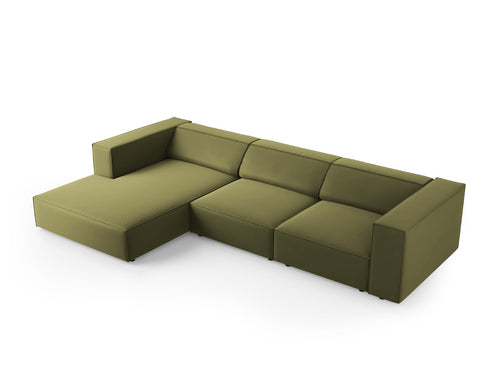 Cosmopolitan Design linker hoekbank Arendal 4-zits, flueel, lichtgroen - 166x284x70cm