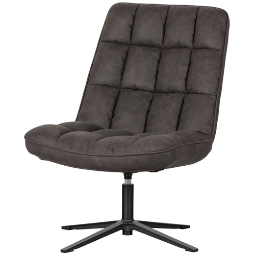 WOOOD draaibare fauteuil Dirkje - Leerlook - Zwart - 101x70x85 - vtwonen shop