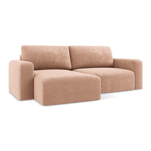 LaMiaSofa hoekbank links Ostia - chenille stof - perzik - 244x149x79