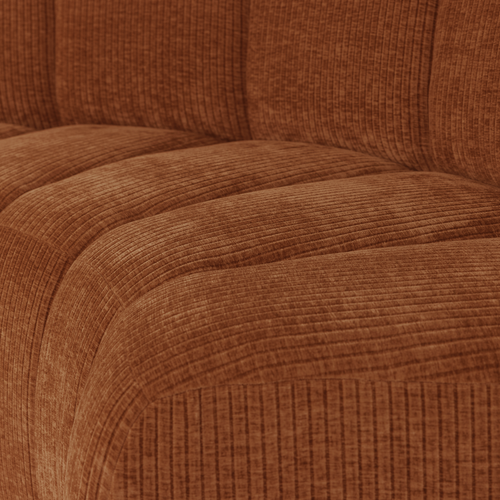 WOOOD eetbank halfronde hoek rugleuning Mojo - Rib - Roestbruin - 83x152x74