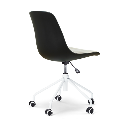 Nolon Nout-Liv eetkamerstoel zwart met naturelbeige zitkussen - wit onderstel - vtwonen shop