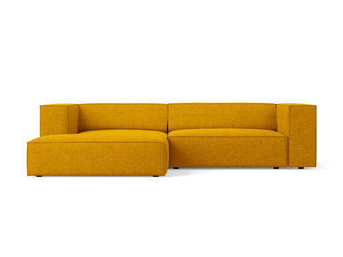 Cosmopolitan Design linker hoekbank Arendal 3-zits, chenille met ribbeleffect, mosterd - 166x224x70cm